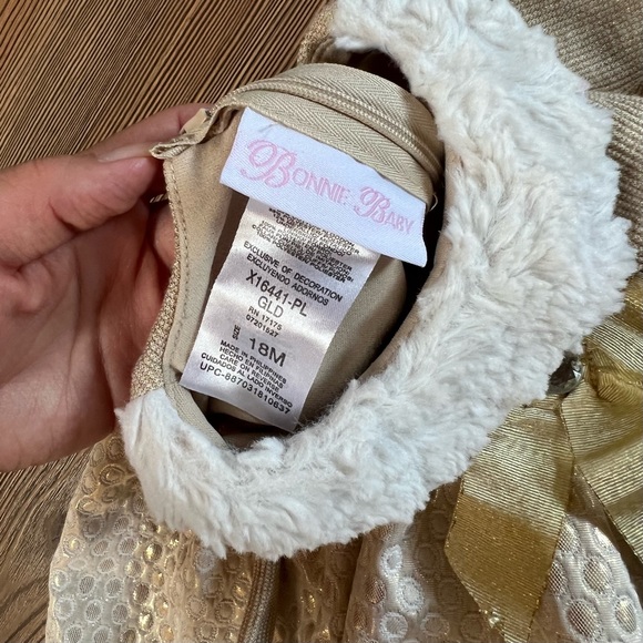 Bonnie Baby 18M Gold Formal Dress Long-Sleeve - Picture 3 of 7